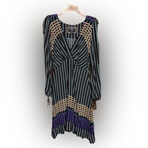 Maeve Black and Gold Long Sleeve Dress